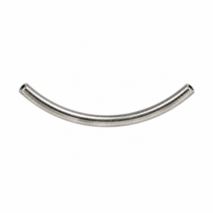 Antiqued Silver Plated Brass Curved Tube Beads, 38x2mm - 144 pcs