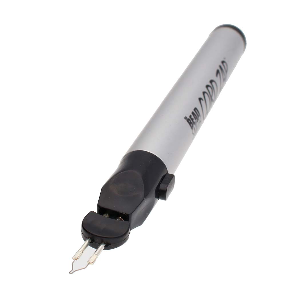 Pen with a white body and black accents on a white background
