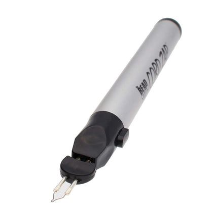 Pen with a white body and black accents on a white background