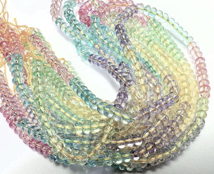 Crackle Glass Rondelle Beads: 4x6mm Pastel Color Mix (1 Strand, ~100 pc)