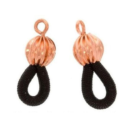Black Elastic Cord Eyeglass Holders with Copper Plated Bead & Loop — 12 pcs (6 pairs)