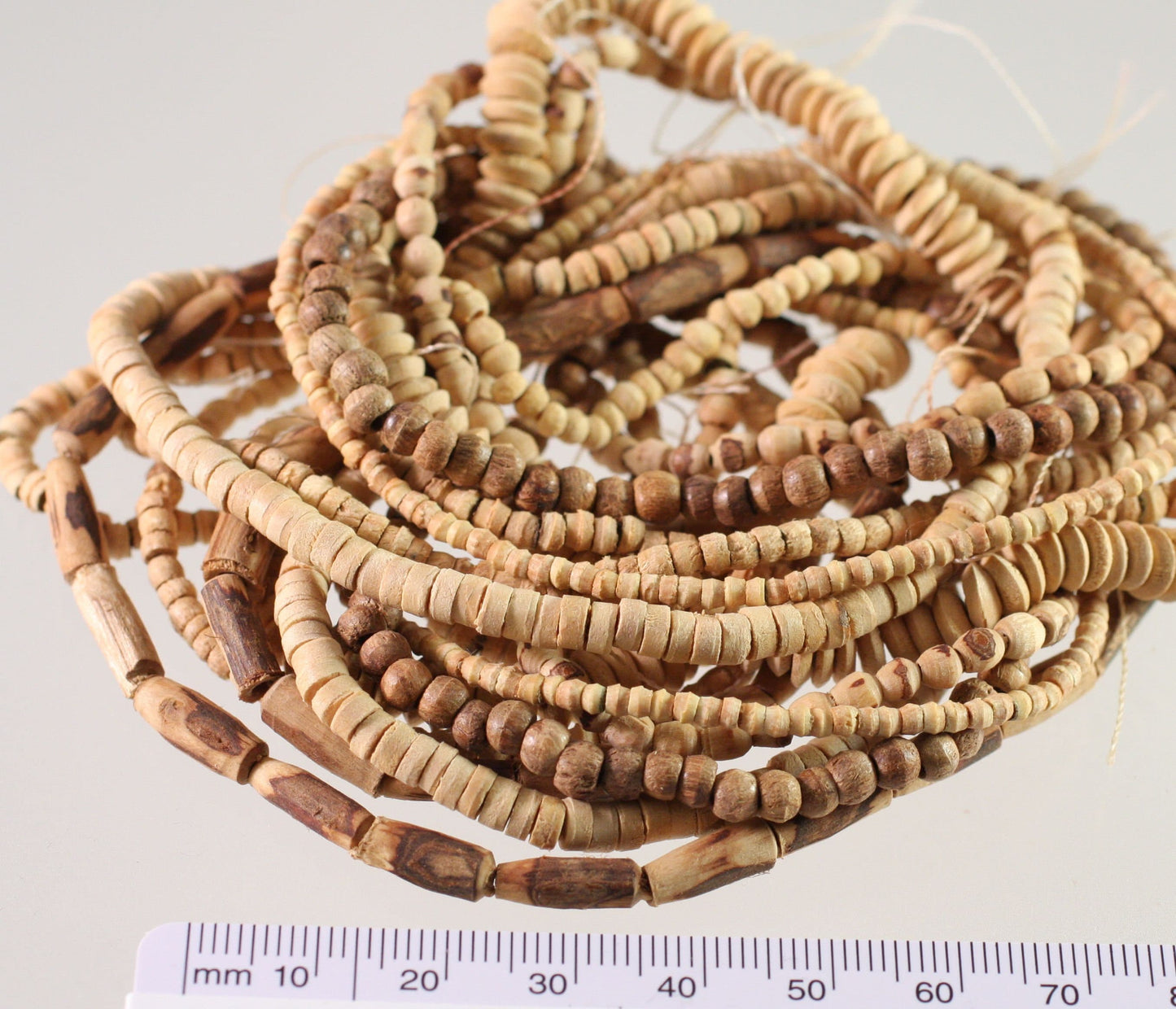 Natural & Dyed Mango Wood Bead Mix: Assorted Shapes 2mm-10x4mm (8 Strands)