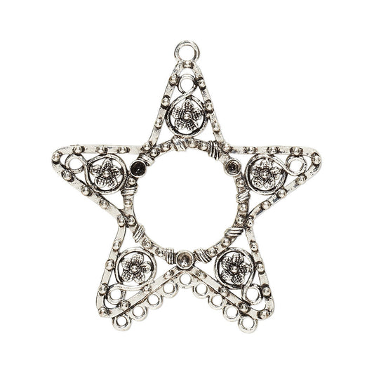 Decorative star-shaped object with intricate designs on a white background