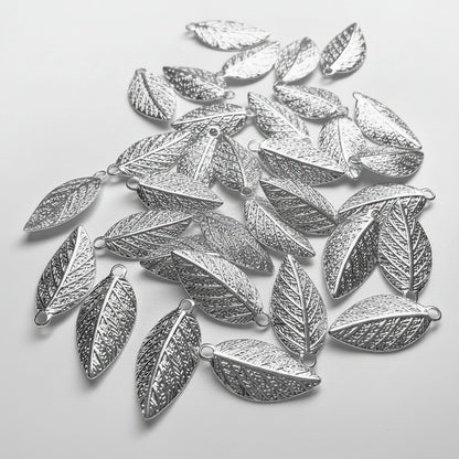 Beadsmith Silver Plated Brass Curved Leaf Drop Charms, 8x15mm
