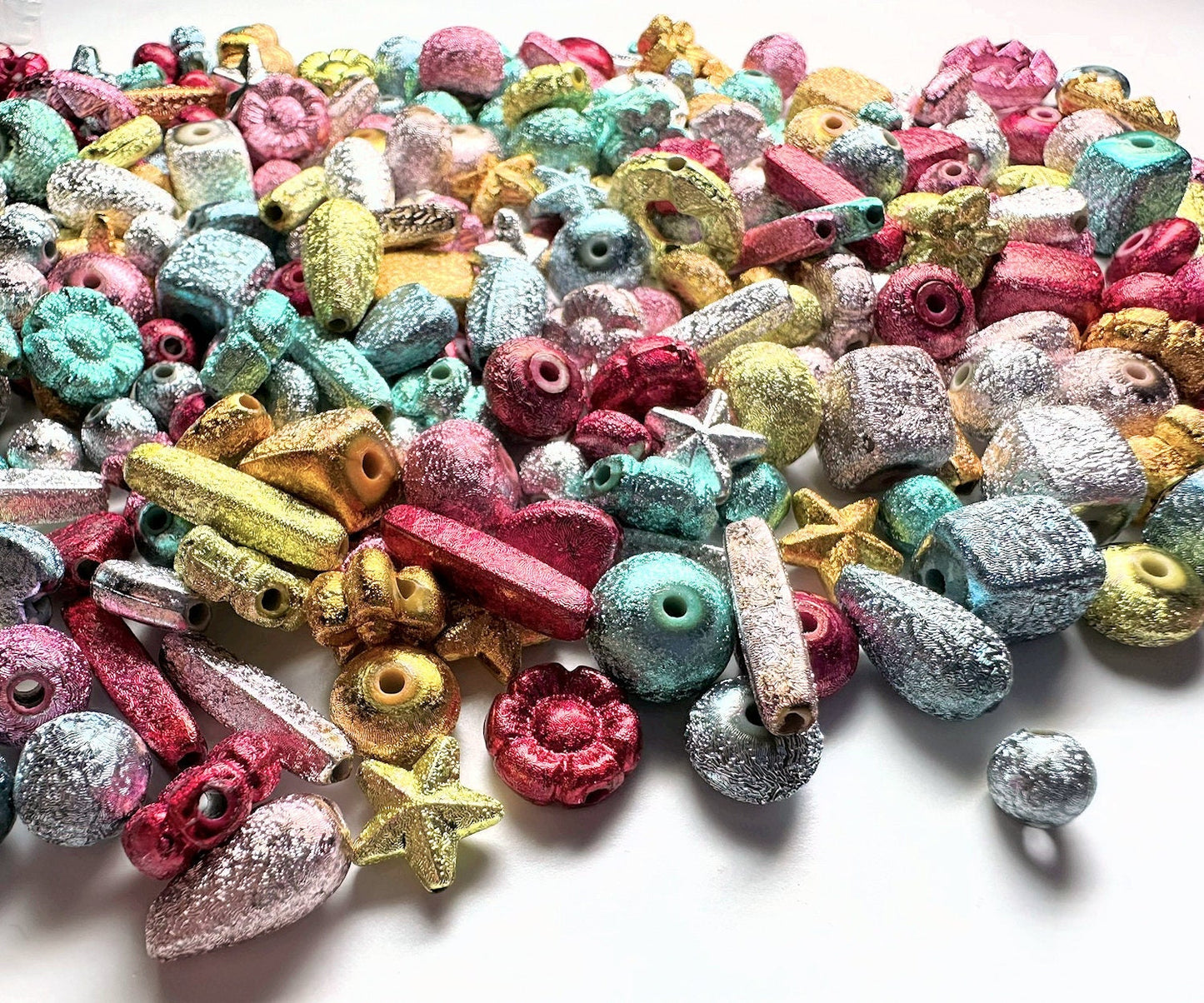 Acrylic Stardust Bead Mix Assorted Shapes 6–17x4mm — 100g (300–400 pcs)