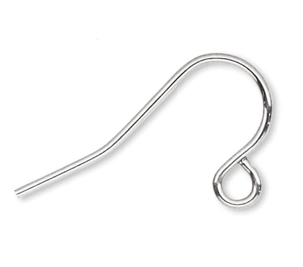 Silver earring hook on a white background
