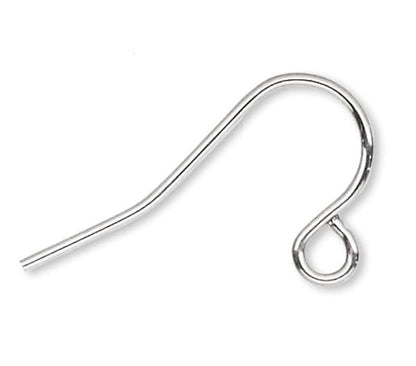 Silver earring hook on a white background