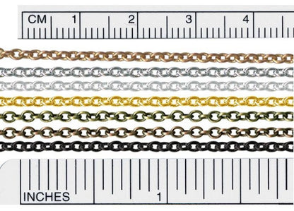 Silver Plated Fine Cable Bulk Chain 2x3mm Links — 100 Inch Pieces