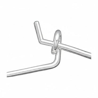 Bent metal wire sample on a gray background