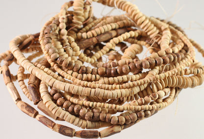 Natural & Dyed Mango Wood Bead Mix: Assorted Shapes 2mm-10x4mm (8 Strands)