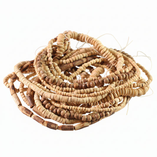 Natural & Dyed Mango Wood Bead Mix: Assorted Shapes 2mm-10x4mm (8 Strands)