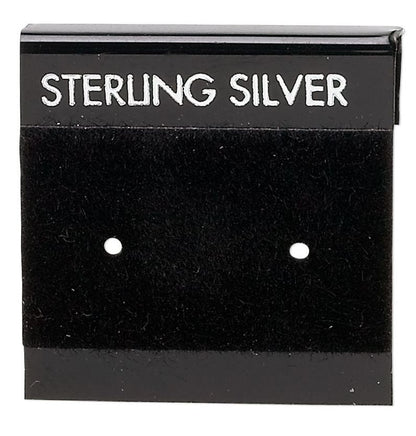 Black Flocked Earring Display Cards Sterling Silver Print — 100 pcs