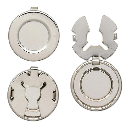 Magnetic Nickel Plated Brass Round Button Covers 18mm — 10 or 100 pcs