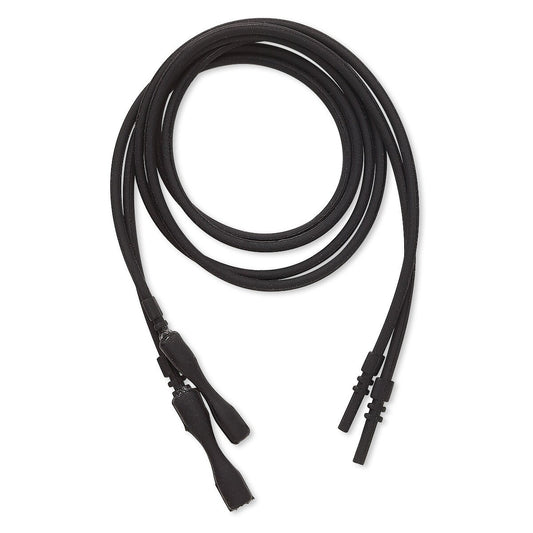 Black Silicone Rubber Necklace Cord 16" with Locking Clasp 2mm — Pack of 20