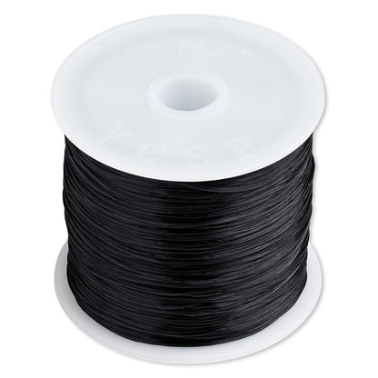 Black Elastic Floss Stretch Cord 0.5mm 3lb Test — 150ft Spool (1 or 4 Spools)
