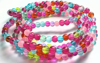 Fruit Punch Mixed Bright Glass Round Beads 4mm — 36" Strand (250 pcs)
