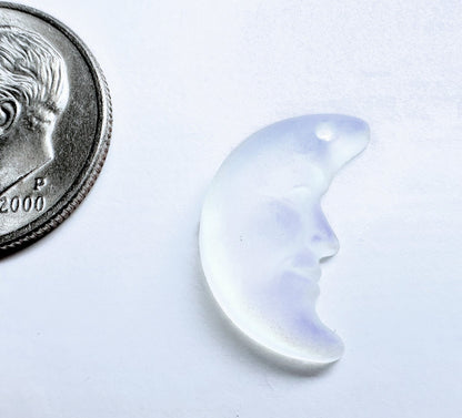 Matte Blue Glacier Crystal Glass Crescent Moon Pendant: 16x11mm (1 pc)