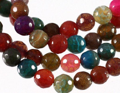 Multicolor Agate & Quartz Crystal Faceted Round Beads 6mm — 1 Strand (67 beads)
