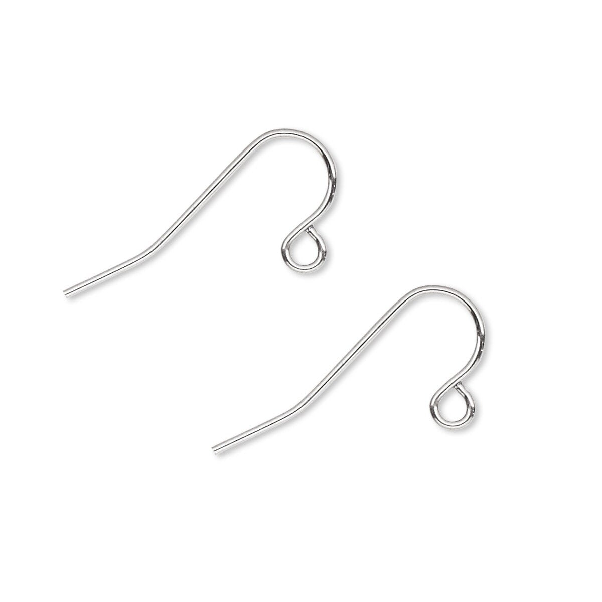 Two silver earring hooks on a white background