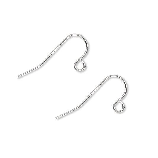 Two silver earring hooks on a white background