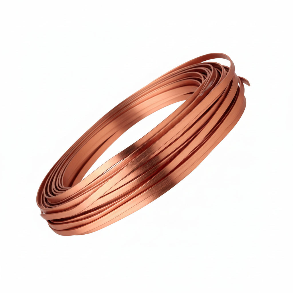 Coiled copper wire on a white background