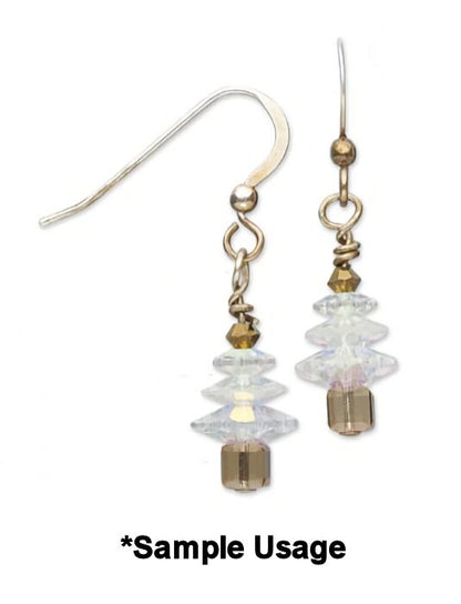 Pair of earrings with crystal-like beads on a white background