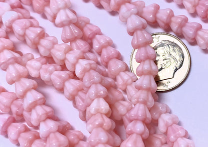 Czech Glass Baby Bell Cone Flower Beads 6x4mm Opaque Peach — 50 pcs