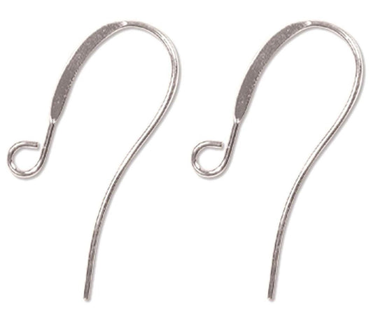 Silver Plated Brass Flattened Fishhook Ear Wires 26mm — 144 pcs (72 pairs)