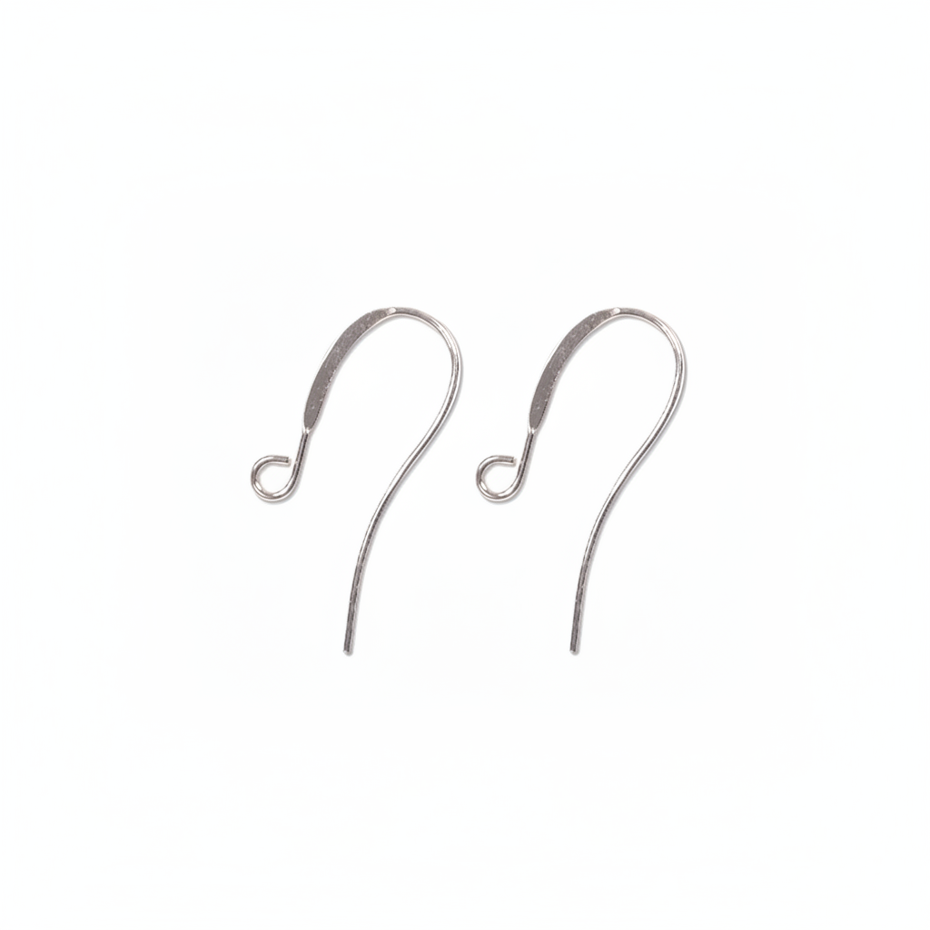 Silver Plated Brass Flattened Fishhook Ear Wires 26mm — 144 pcs (72 pairs)