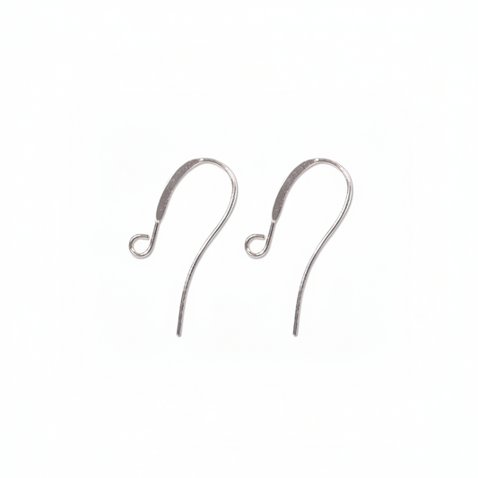 Silver Plated Brass Flattened Fishhook Ear Wires 26mm — 144 pcs (72 pairs)