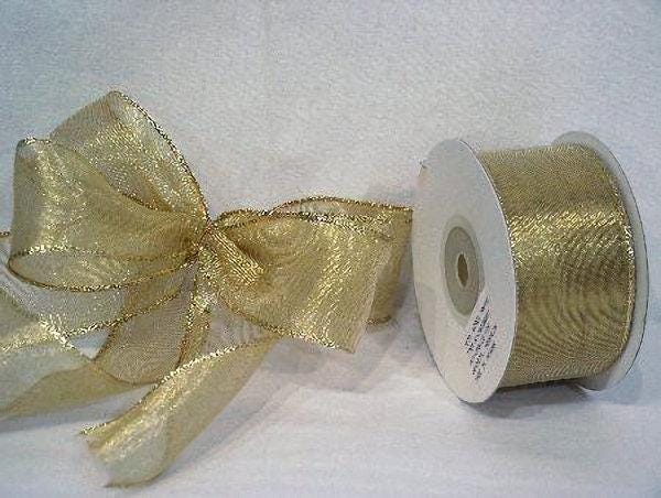Metallic Gold Wired Ribbon 1.5" Wide — 10 Yard Spool
