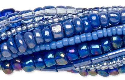 Cobalt Blue Glass Seed & Bugle Bead Mix — 10 Strands (1,100-1,700 beads)