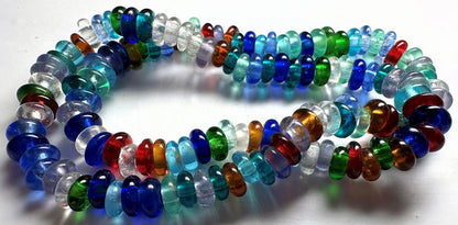 Transparent Glass Rondelle Ring Spacer Beads 6-8mm Multicolor — 1 Strand (120-140 beads)