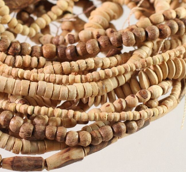 Natural & Dyed Mango Wood Bead Mix: Assorted Shapes 2mm-10x4mm (8 Strands)