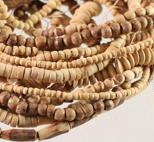 Natural & Dyed Mango Wood Bead Mix: Assorted Shapes 2mm-10x4mm (8 Strands)