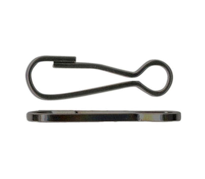 Two black metal straps on a white background