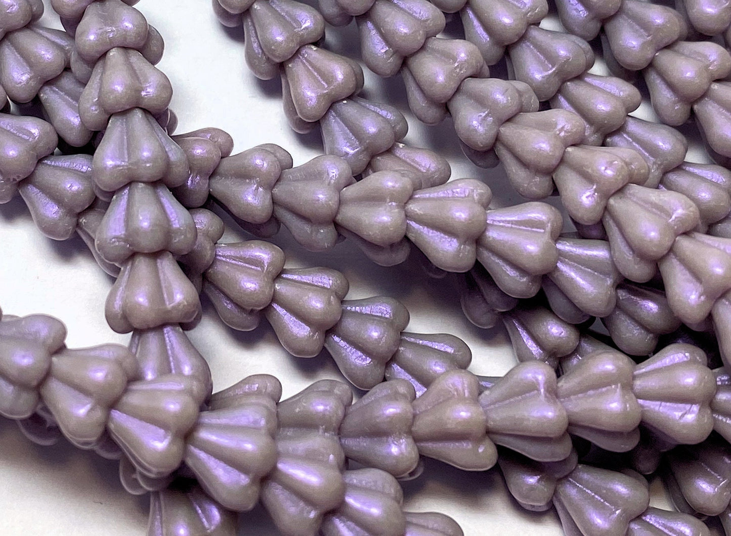 Czech Glass Baby Bell Flower Beads: 6x4mm Opalescent Amethyst (50 pc)