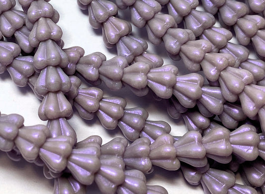 Czech Glass Baby Bell Flower Beads: 6x4mm Opalescent Amethyst (50 pc)