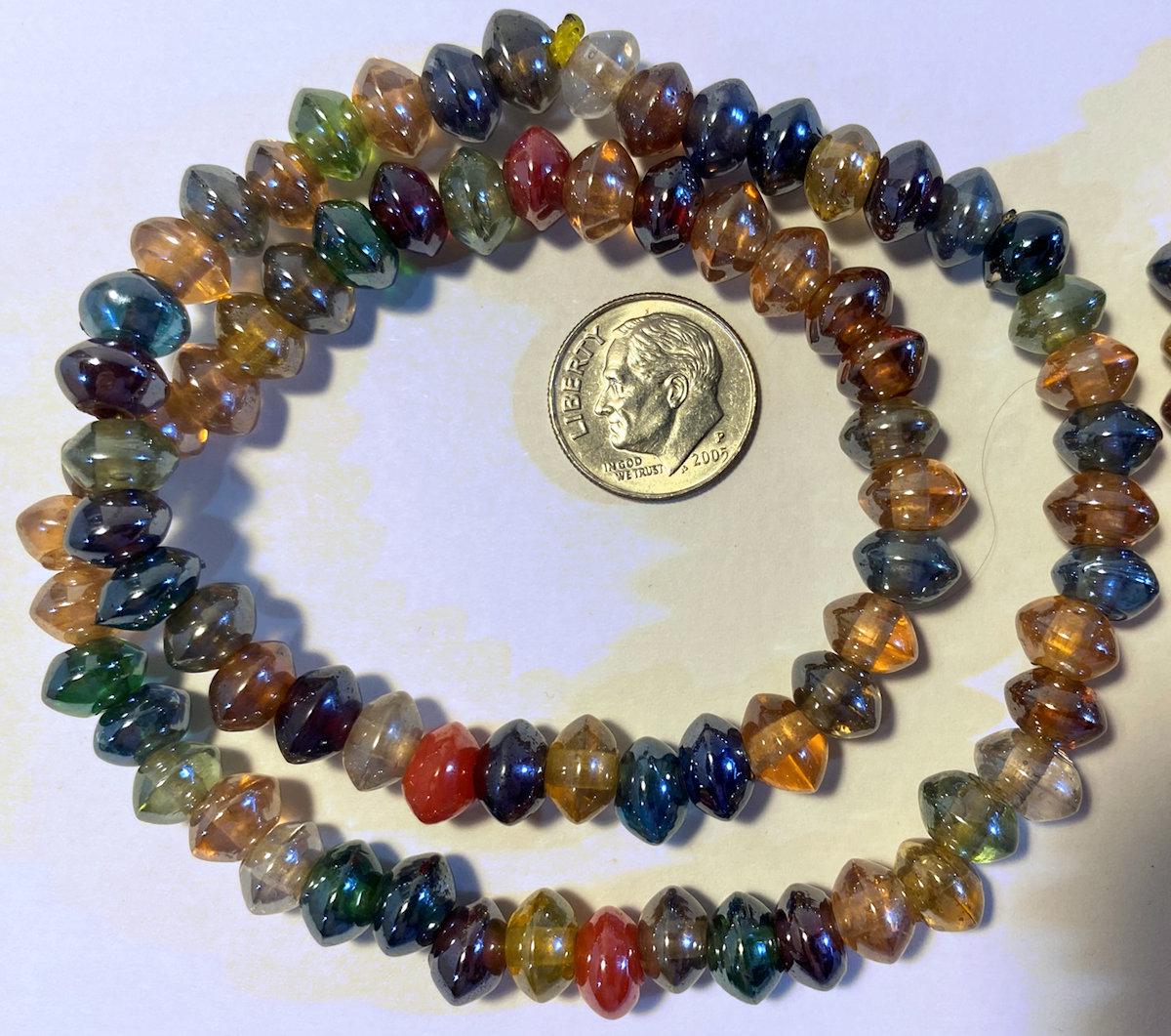 Translucent Luster Lampwork Glass Rondelle Bead Mix — 1 Strand (76-90 beads)