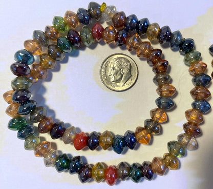 Translucent Luster Lampwork Glass Rondelle Bead Mix — 1 Strand (76-90 beads)