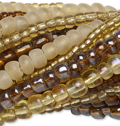 Mixed Browns Glass Seed Bead Mix — 20 Strands (3,300-3,600 beads)