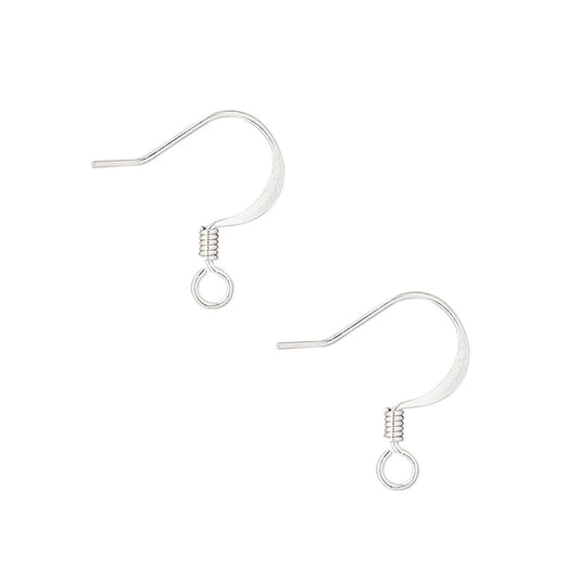 Silver Plated Brass Flat Fishhook Ear Wires 17mm 22 Gauge
