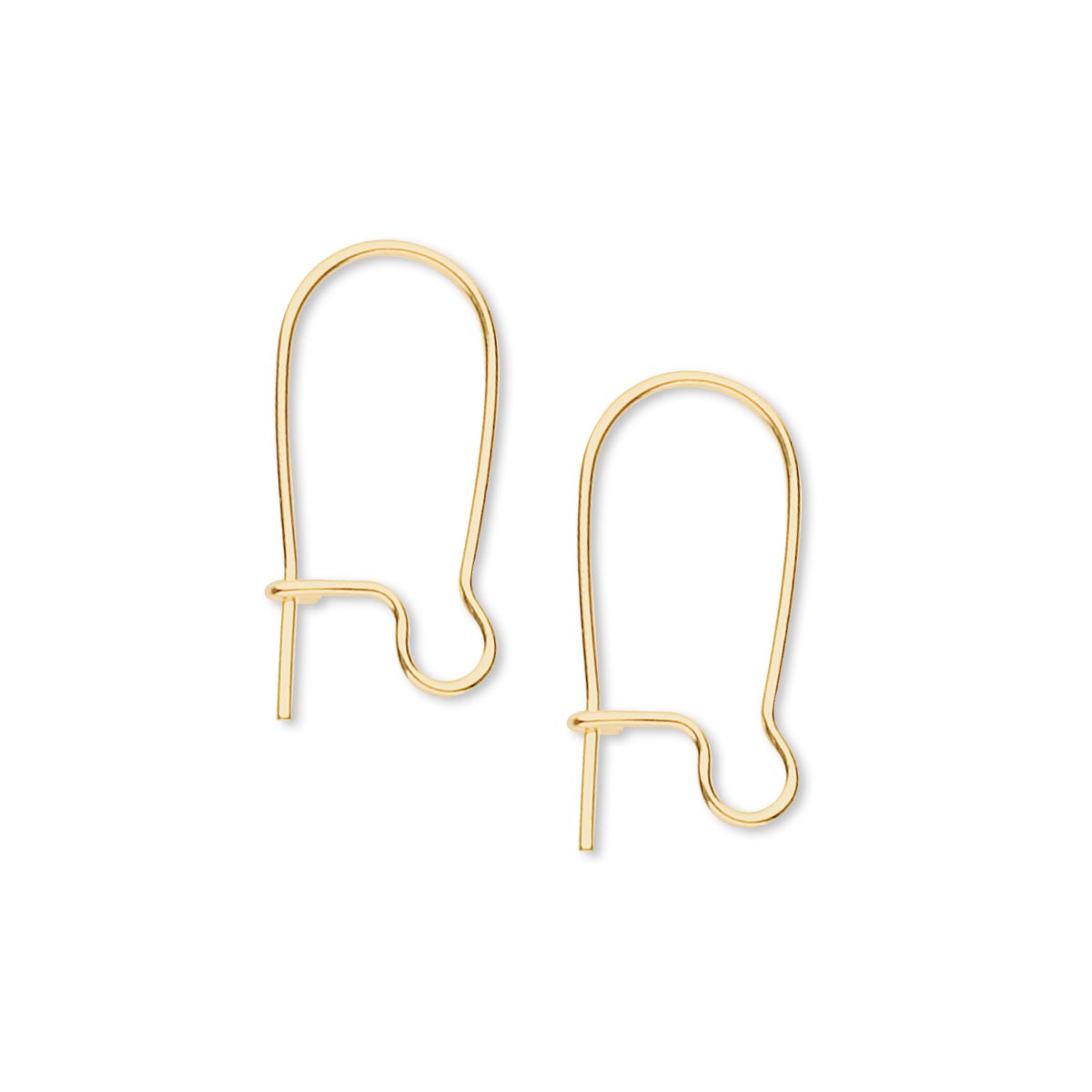 Kidney Ear Wires, Gold Plated Brass, 18mm, 21 Gauge
