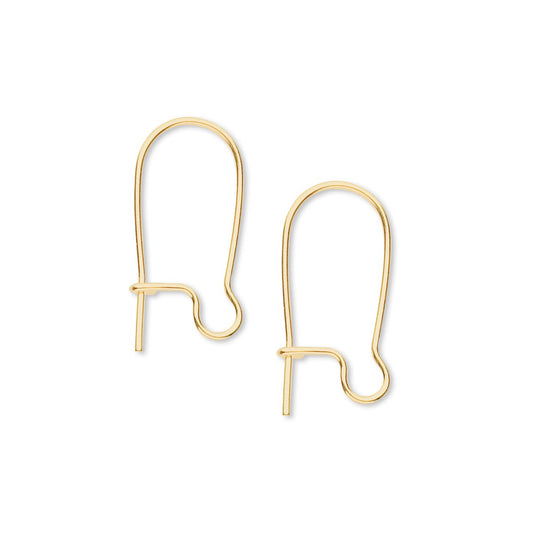 Kidney Ear Wires, Gold Plated Brass, 18mm, 21 Gauge