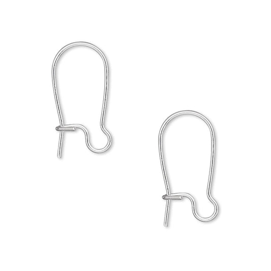 Silver Plated Brass Kidney Ear Wires 18mm 21 Gauge
