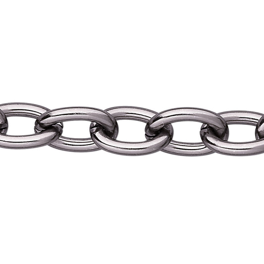 Anodized Aluminum Cable Chain, Gunmetal, 15x10mm Links, 5 Feet