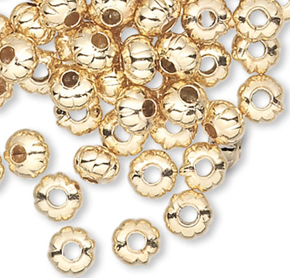 Gold Plated Brass Corrugated Rondelle Spacer Beads 3x2mm - 100 pcs