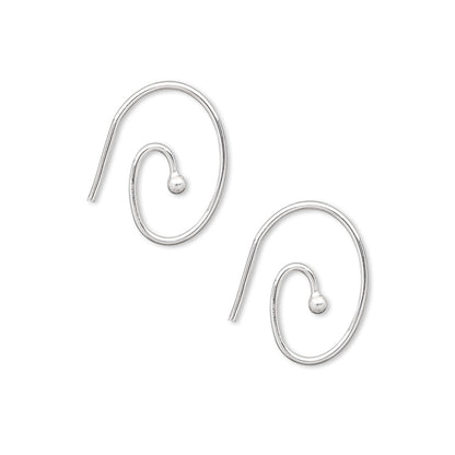 Silver Plated Brass Oval Swirl Ear Wires 16x12mm Open Loop