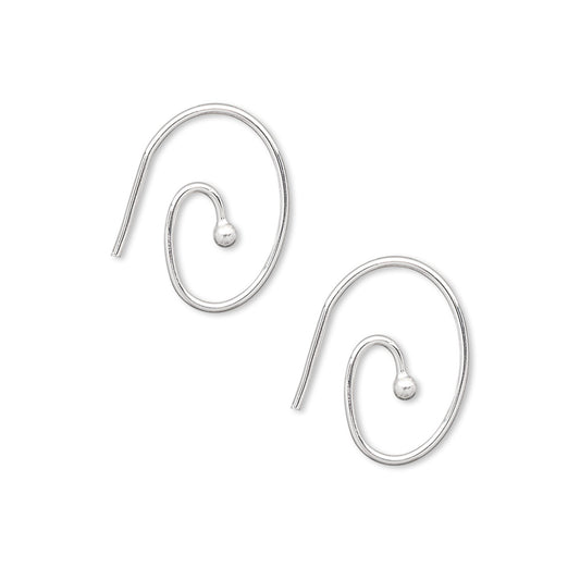 Silver Plated Brass Oval Swirl Ear Wires 16x12mm Open Loop