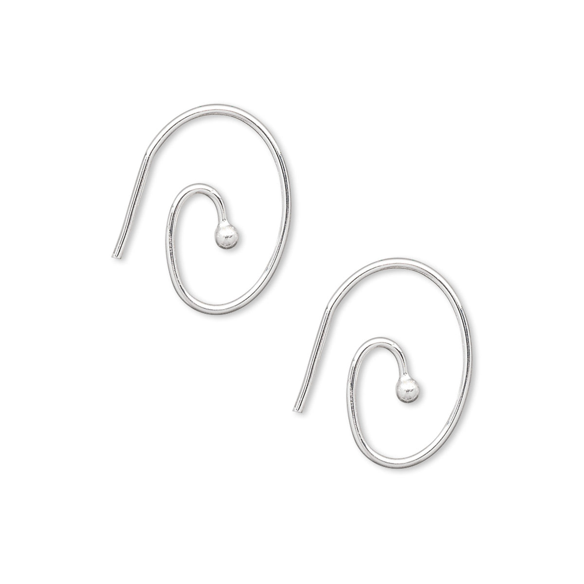 Silver Plated Brass Oval Swirl Ear Wires 16x12mm Open Loop